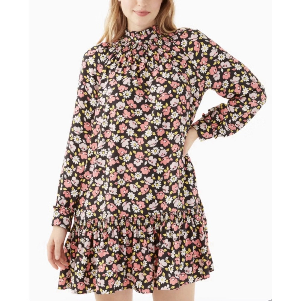 NWT Kate Spade Road Trip Floral Shift Dress XL Black Pink Coquette Cottagecore